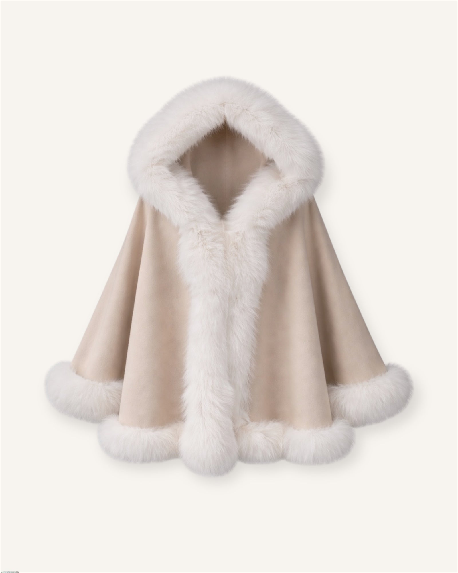 The Tijuana- Cape Poncho aus Kaschmir mit Pelz
