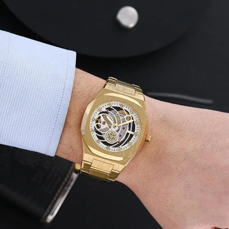 Mens Watches: Stainless Steel Waterproof Business Dress Gold Watch - Luxury Watches
