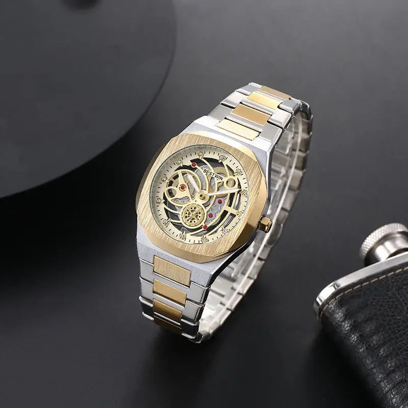 Mens Watches: Stainless Steel Waterproof Business Dress Gold Watch - Luxury Watches