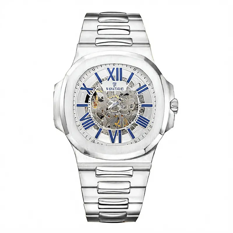 Steel Waterproof Business Dress Wristwatch Blue White T01-gold green