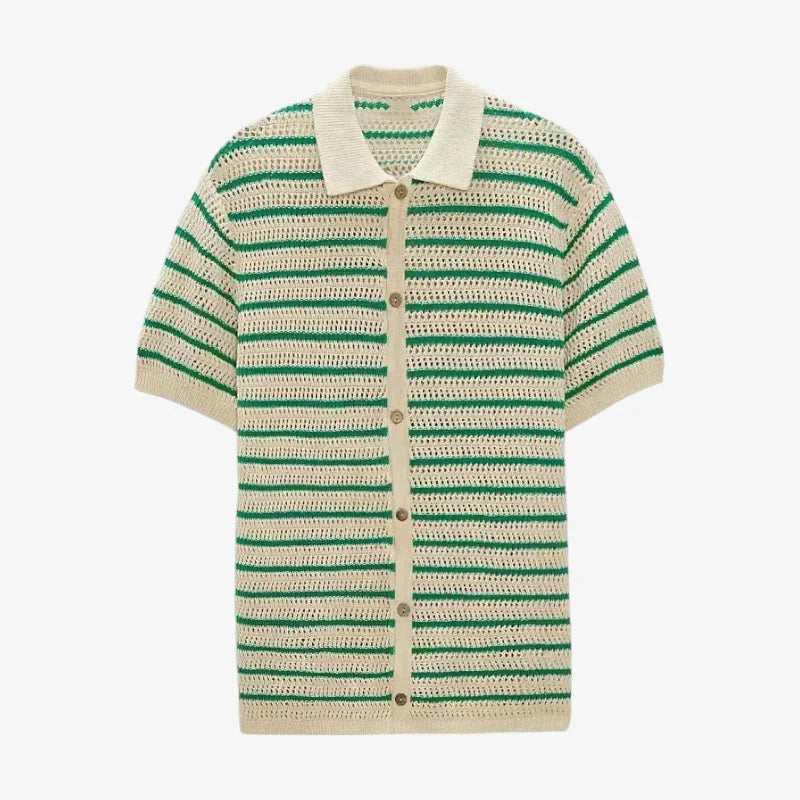Breeze Knit Striped Polo Shirt