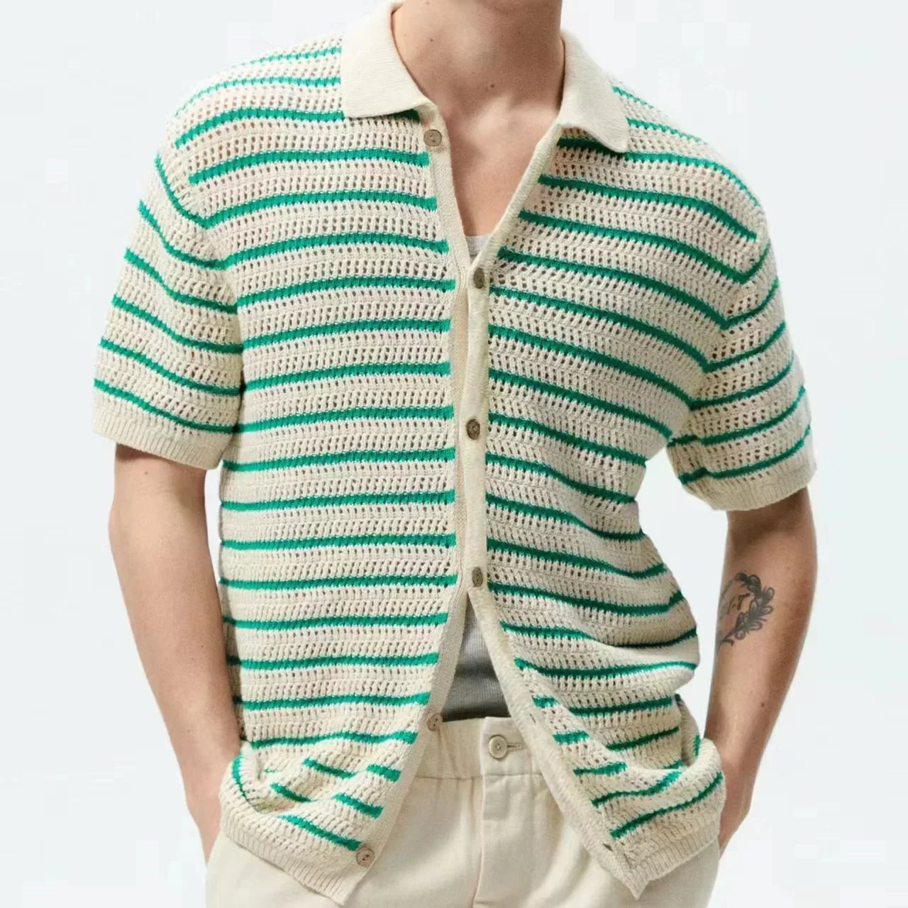 Breeze Knit Striped Polo Shirt
