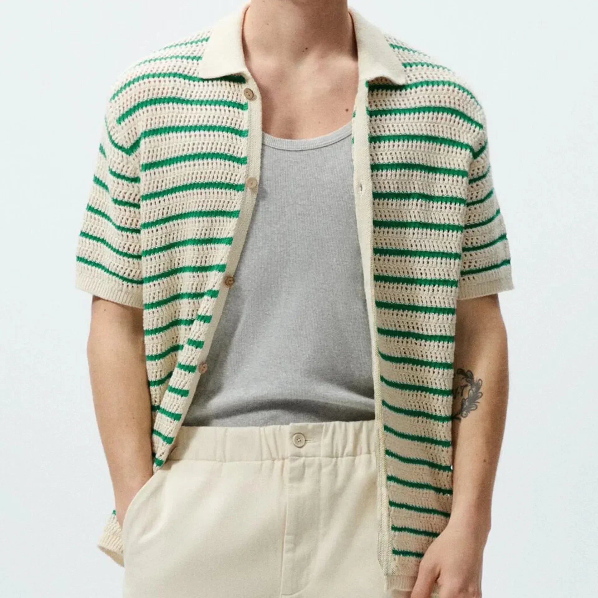 Breeze Knit Striped Polo Shirt