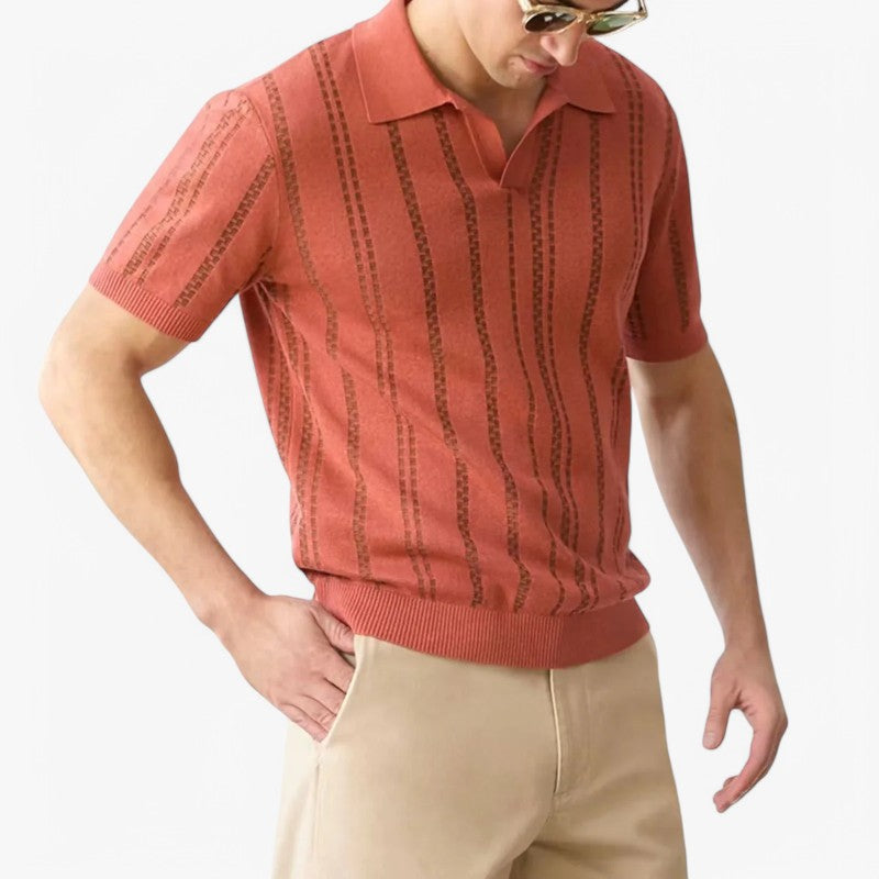 Retro Striped Knit Polo