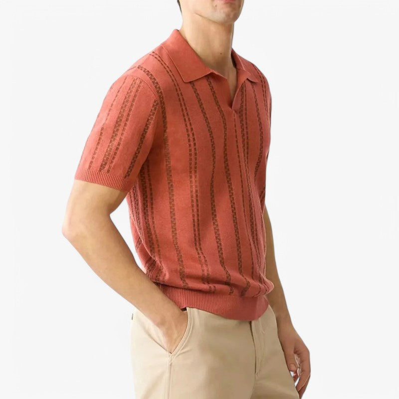 Retro Striped Knit Polo