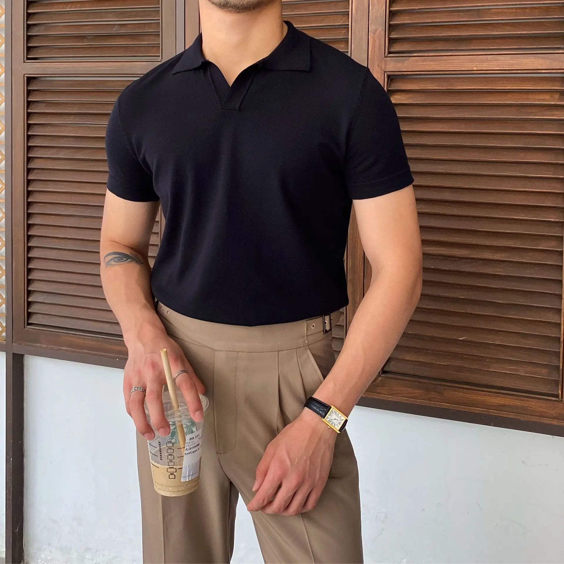 Casual Knit Polo Shirt
