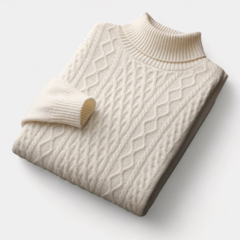 OLD MONEY Merino Wool Knitted Turtleneck Sweater