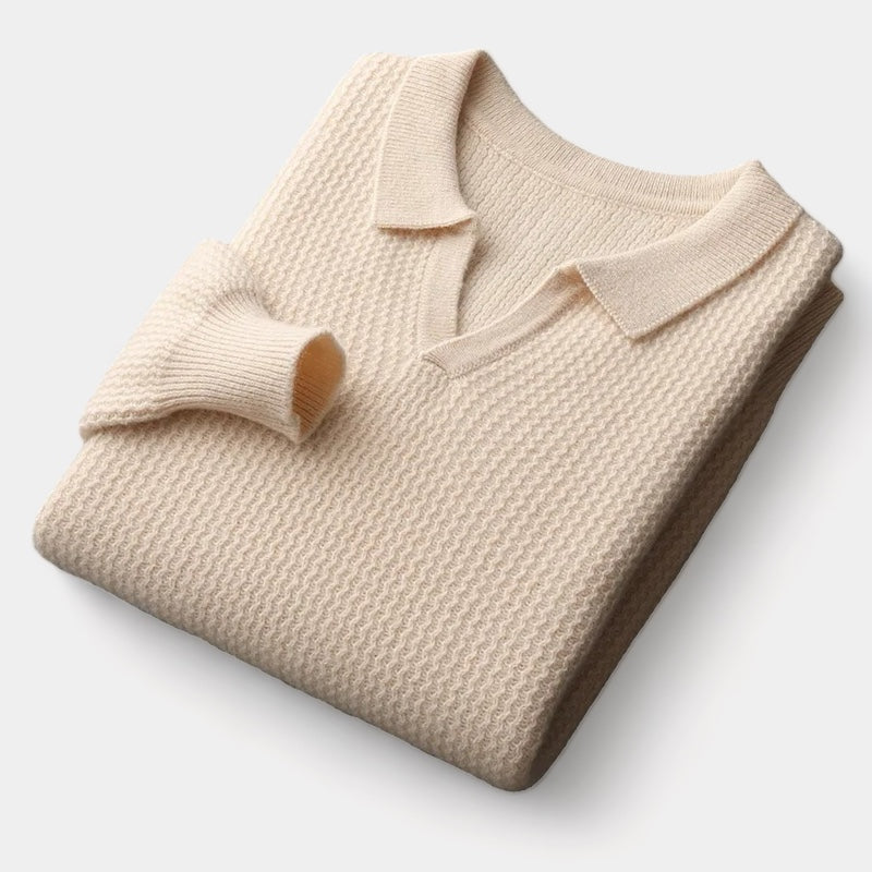 OLD MONEY Merino Wool Flap Collar Sweater