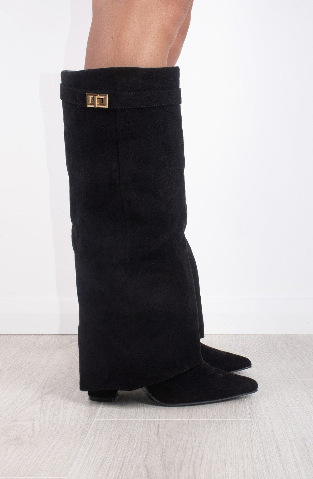 Calianté Shark Boots Kunstvelour - Schwarz