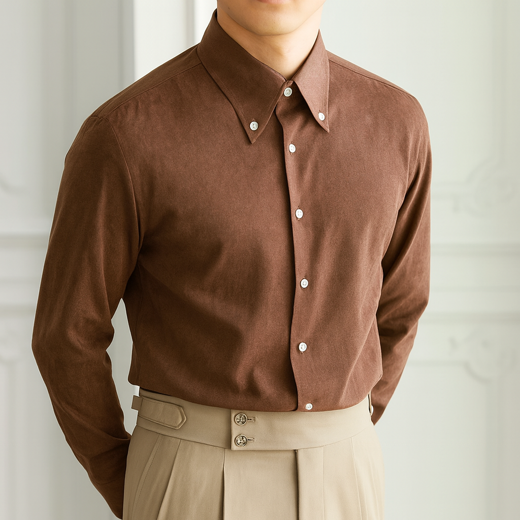 Old Money Brown Cotton Shirt