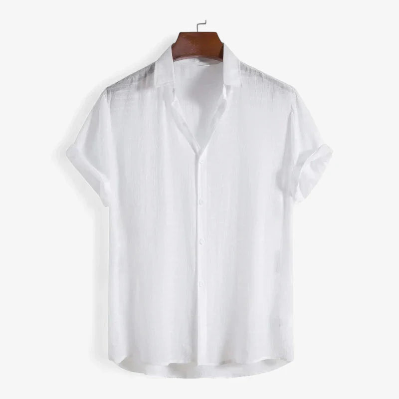 Old Money Short Sleeve Band Collar Shirt