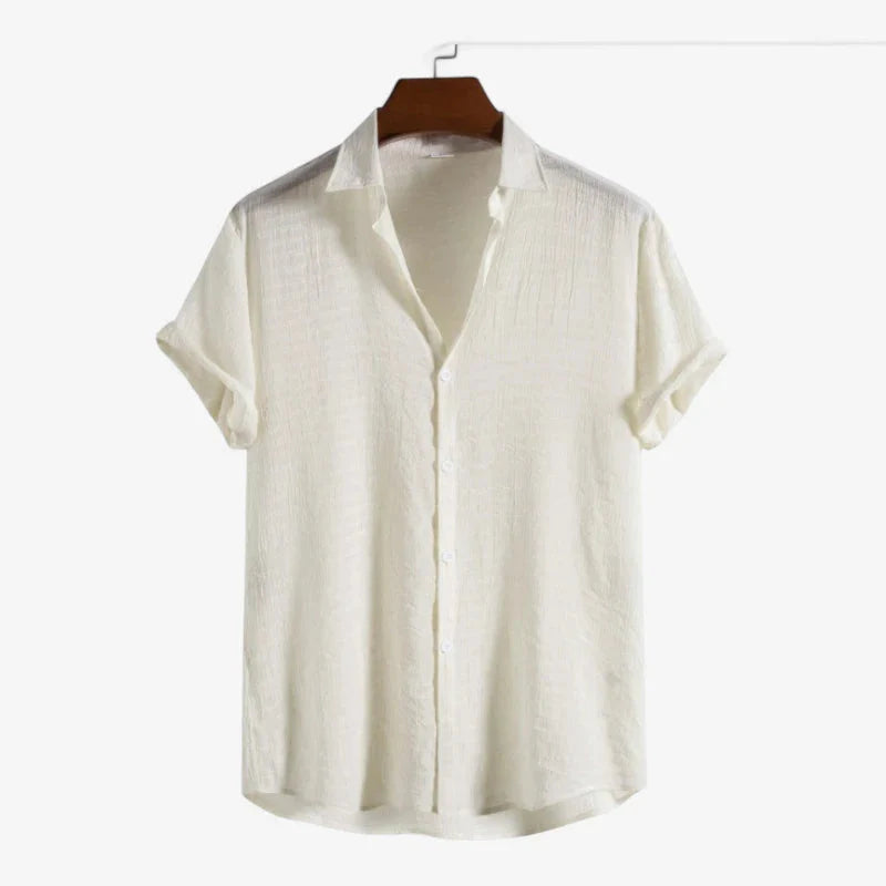 Old Money Short Sleeve Band Collar Shirt