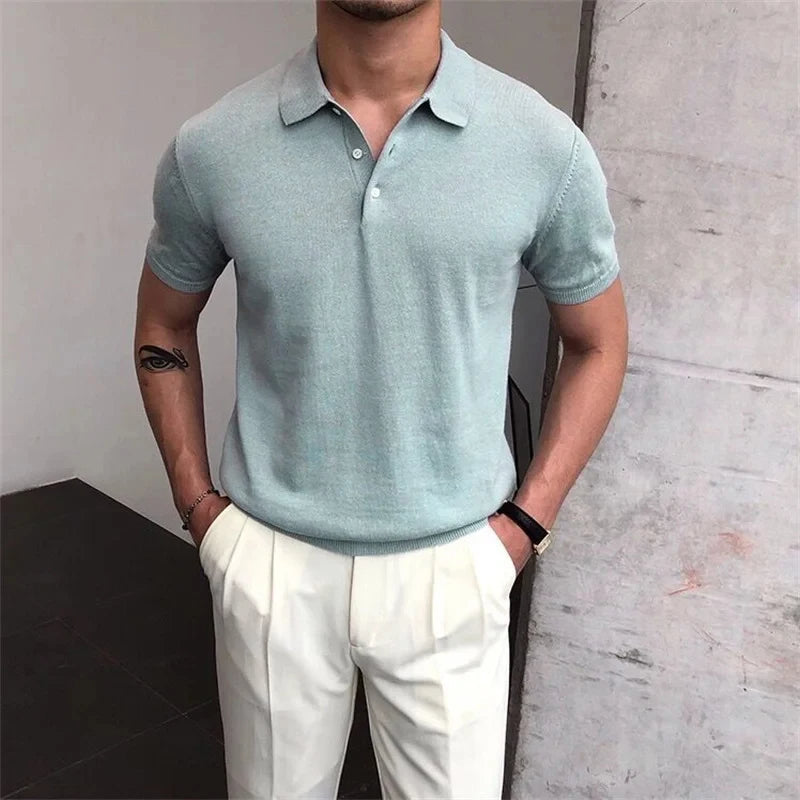 Old Money Taupe Knit Polo