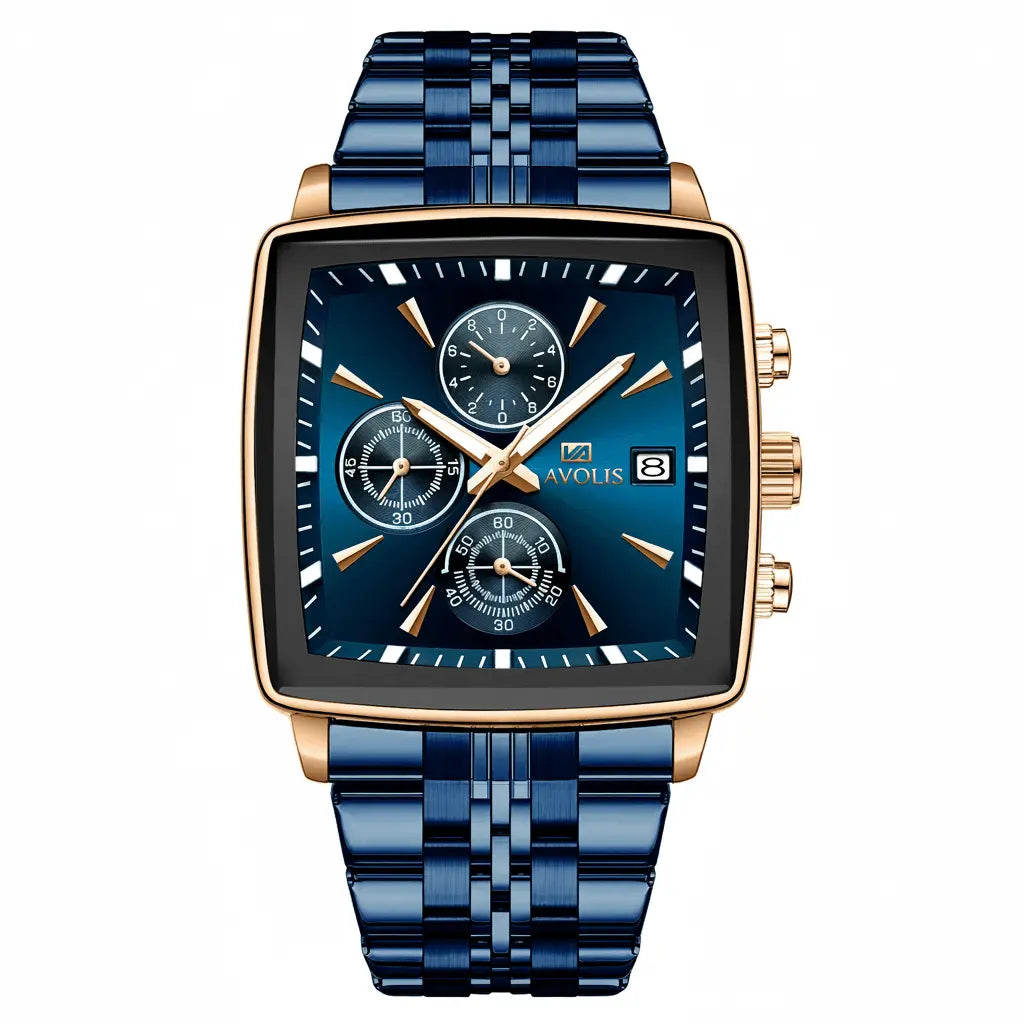 Chronograph,Multifunction Waterproof Stainless Steel Band Luminous
