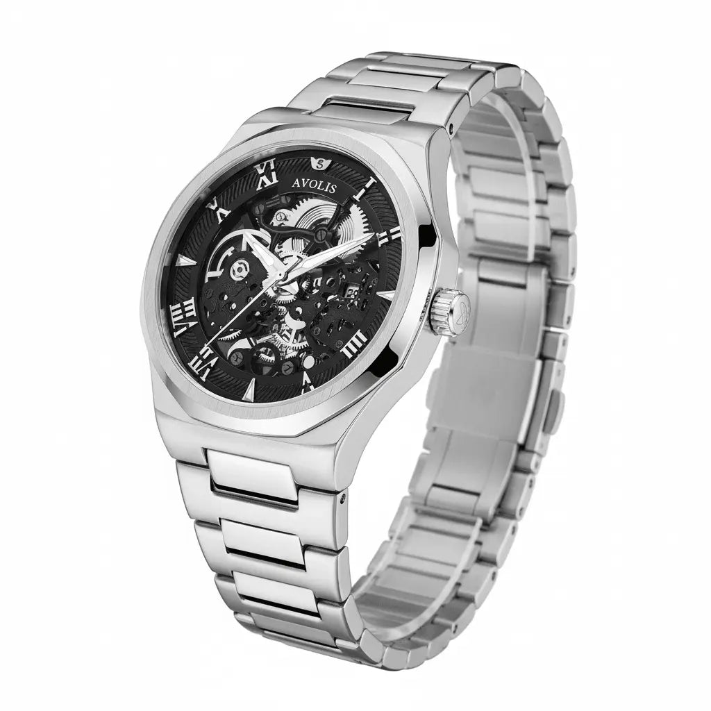 Automatic Stainless Steel Business Wristwatch Gold