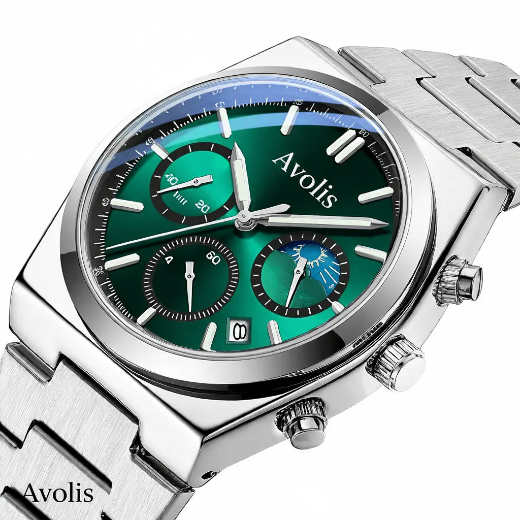 Premium Minimalist Stainless Steel Wristwatch Green Steel