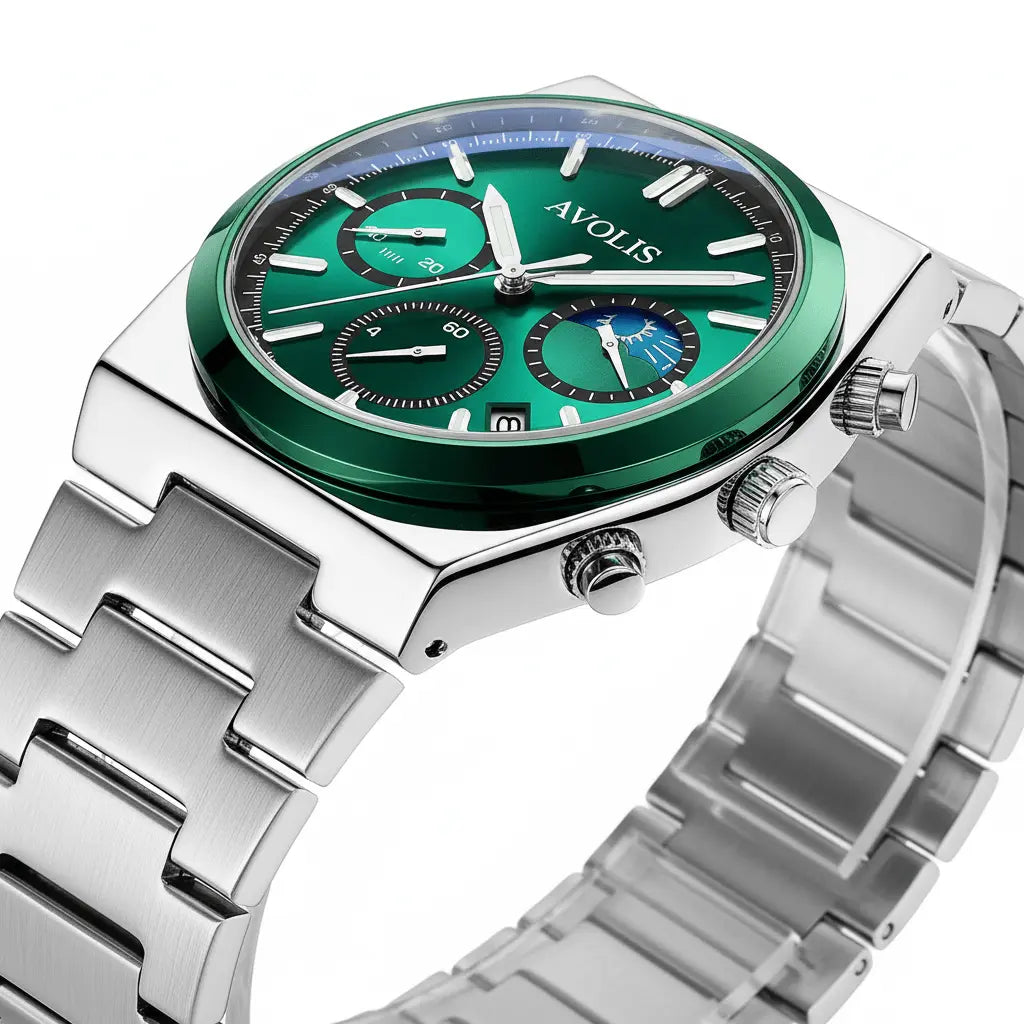 Premium Minimalist Stainless Steel Wristwatch Green Steel