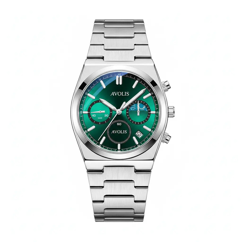 Premium Minimalist Stainless Steel Wristwatch Green Steel