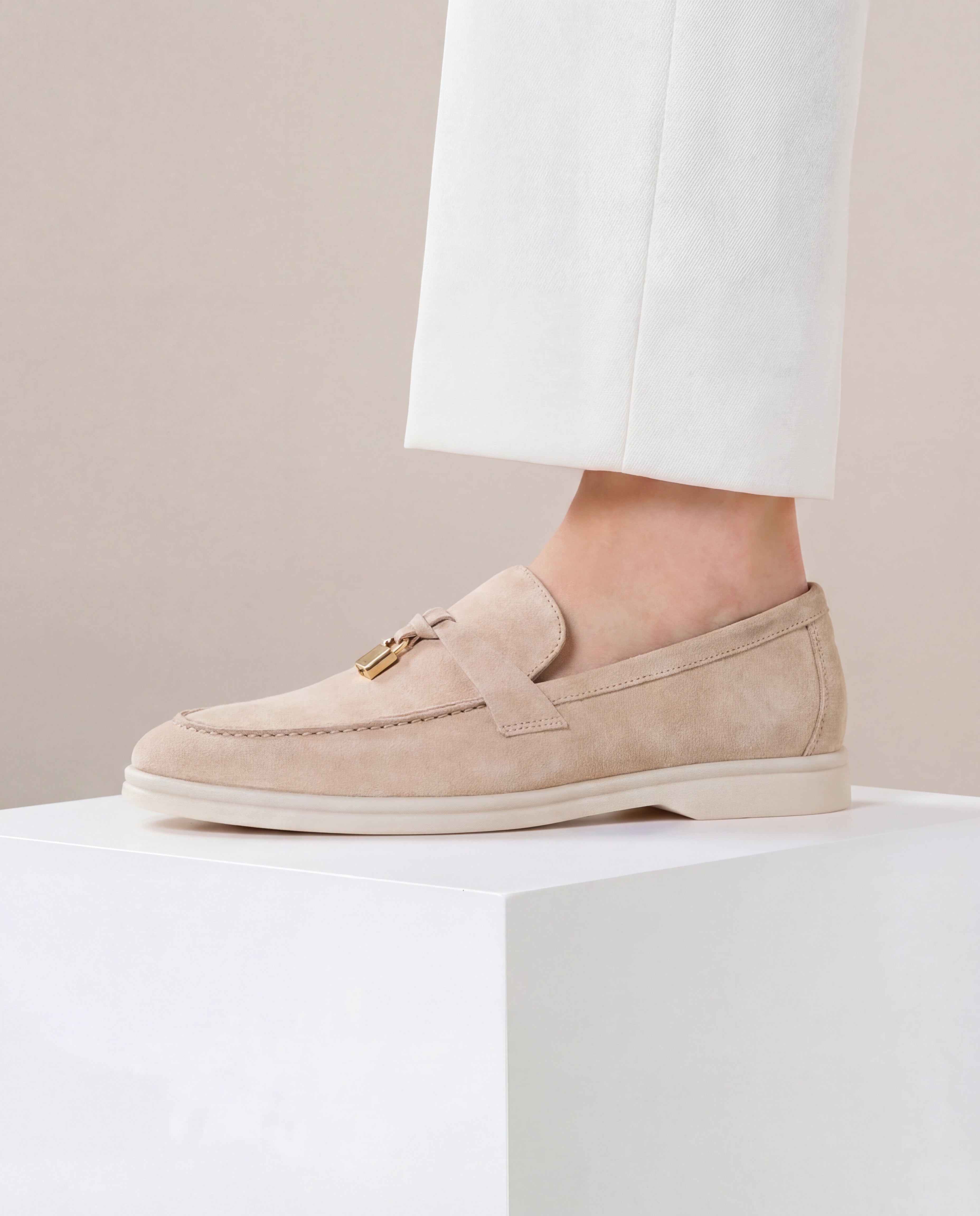 Klassische Amulett Loafer Damen - Champagner Beige