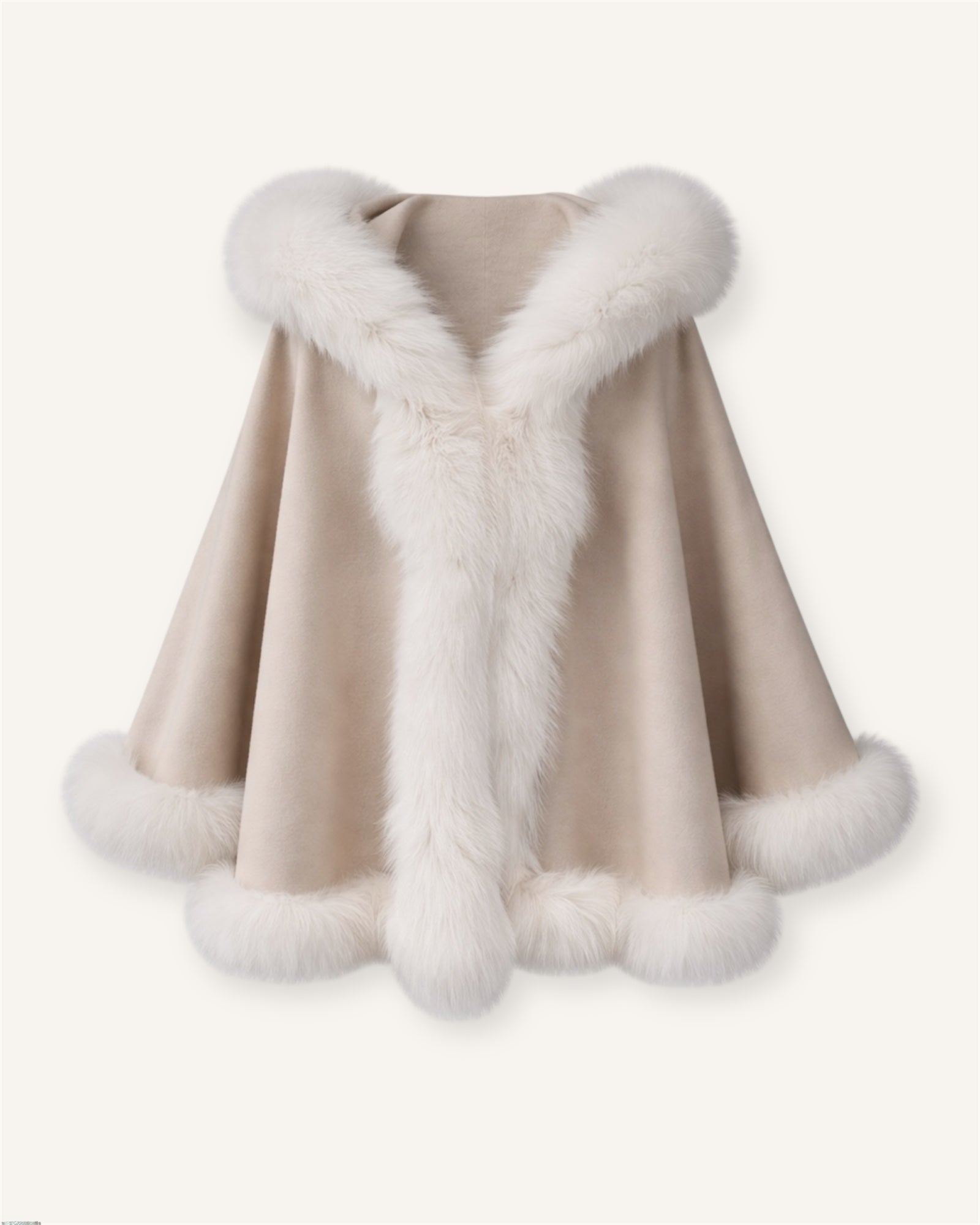 The Tijuana- Cape Poncho aus Kaschmir mit Pelz