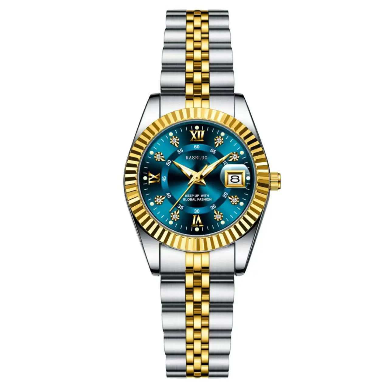 Women's Casual Quartz Watch - Luminous Stainless Steel Gold Golden with white surface