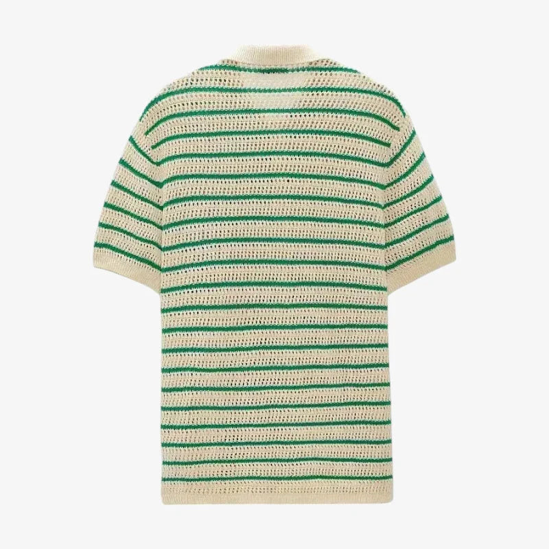 Breeze Knit Striped Polo Shirt