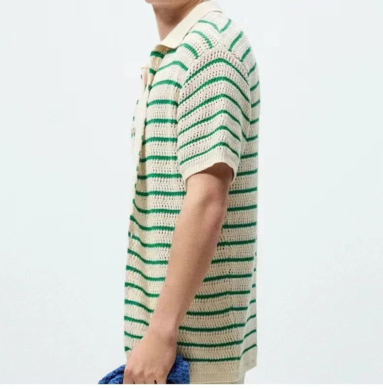 Breeze Knit Striped Polo Shirt