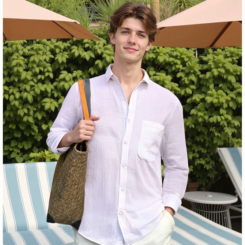 Cotton-Linen Blend Casual Shirt