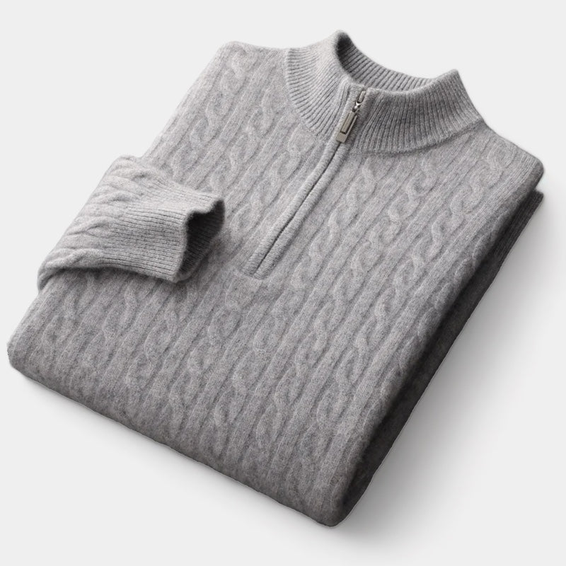 OLD MONEY Merino Wool Knitted Quarter-Zip Sweater