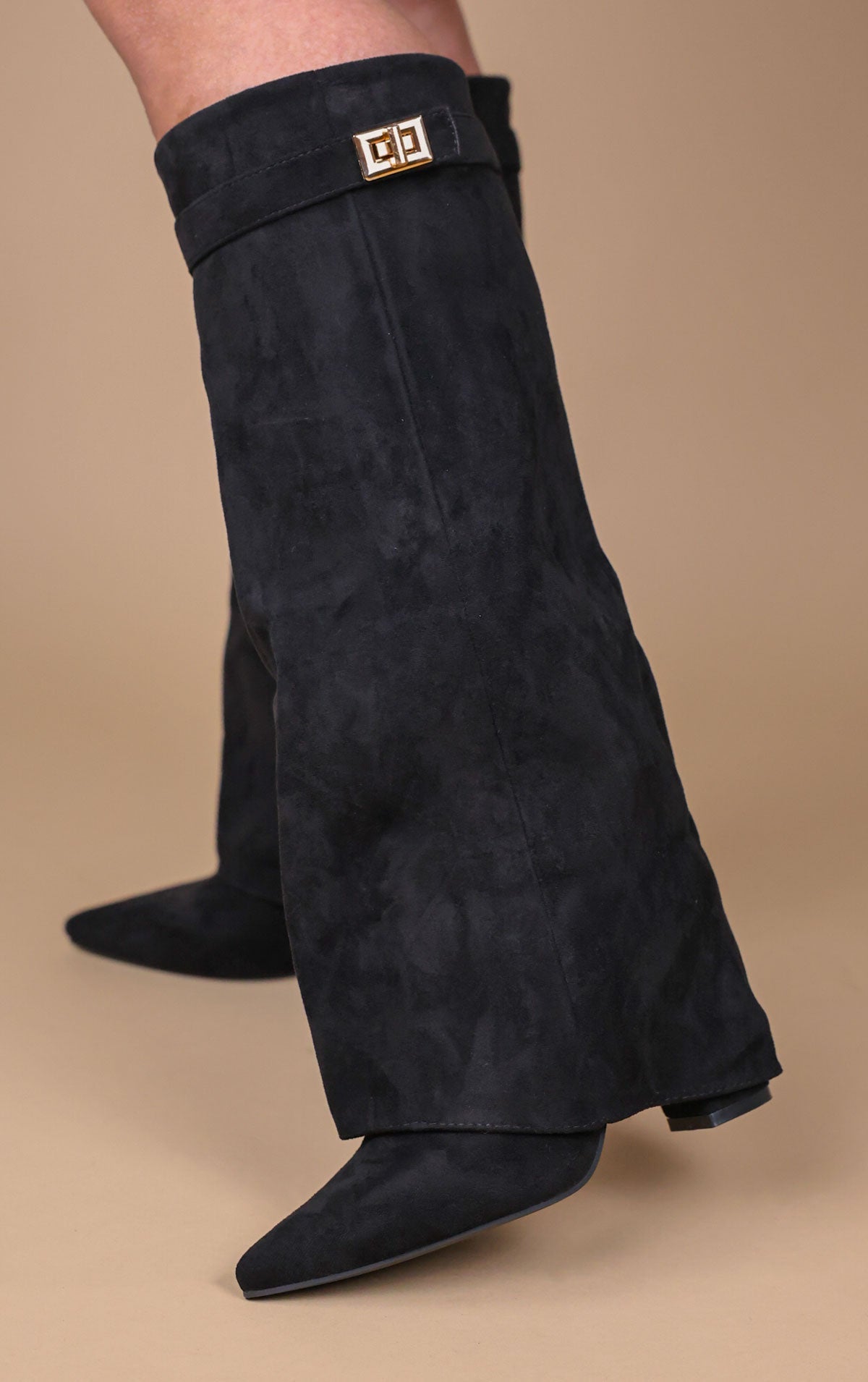 Calianté Shark Boots Kunstvelour - Schwarz