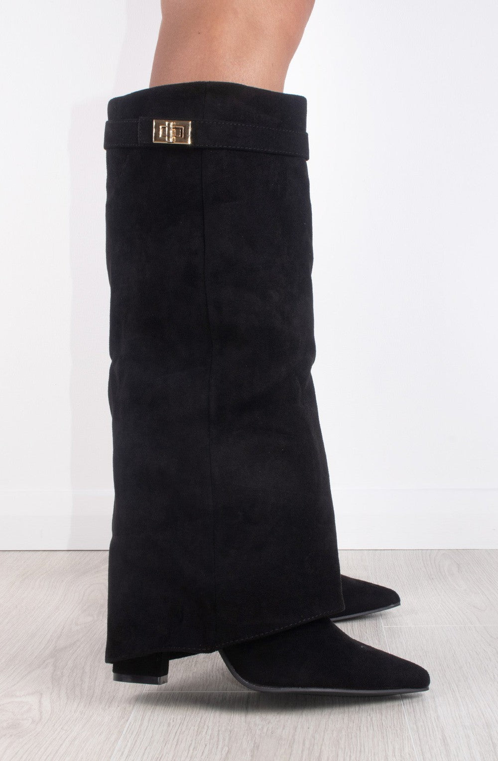 Calianté Shark Boots Kunstvelour - Schwarz