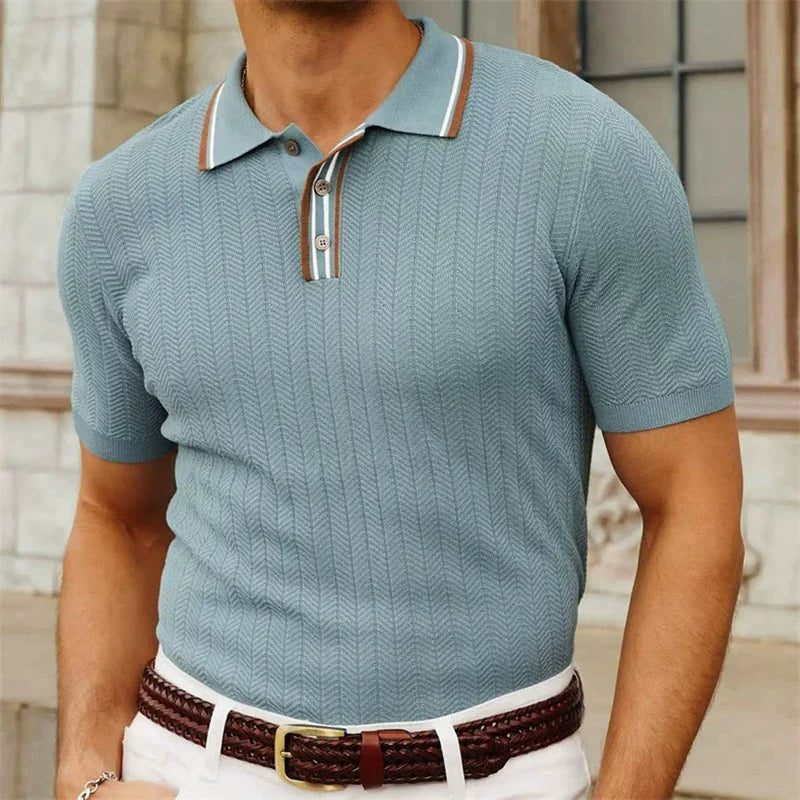 Knit Contrast Collar Polo