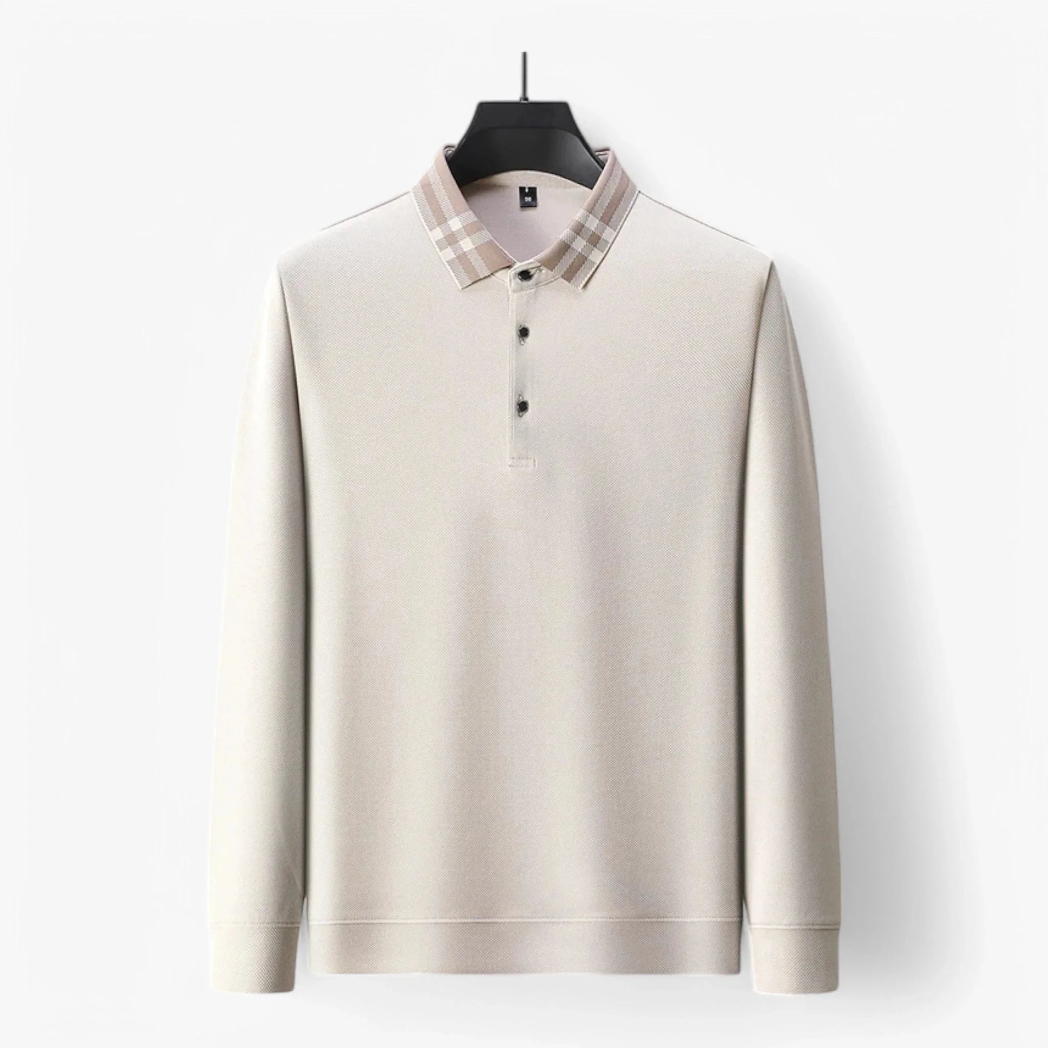 Long-Sleeve Contrast Collar Polo