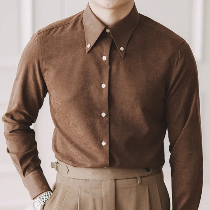 Old Money Brown Cotton Shirt
