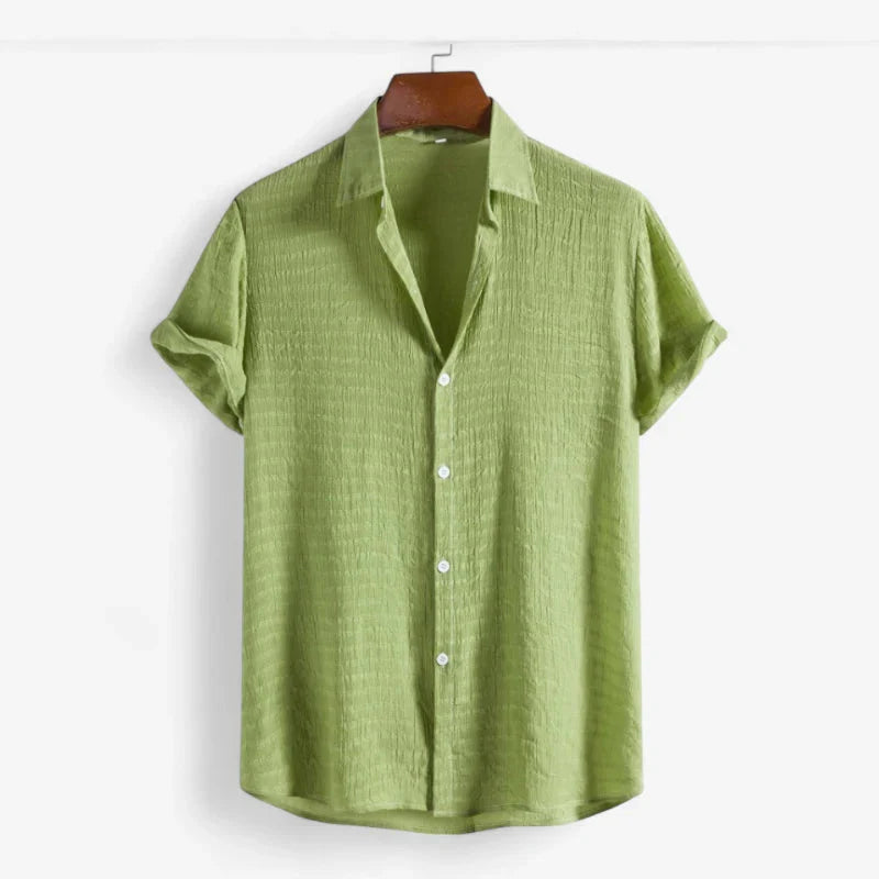 Old Money Short Sleeve Band Collar Shirt
