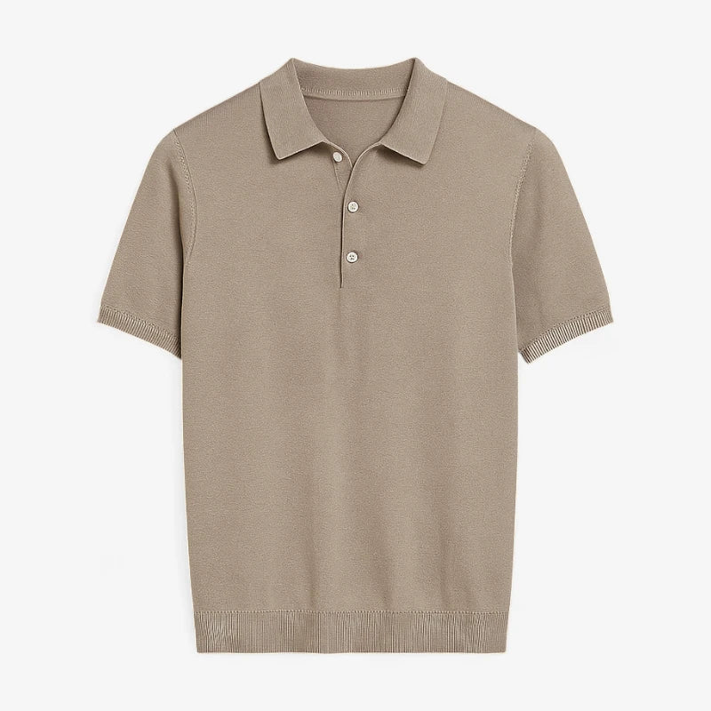 Old Money Taupe Knit Polo