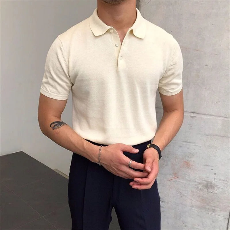 Old Money Taupe Knit Polo