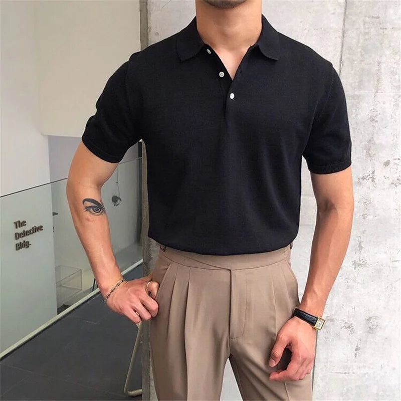 Old Money Taupe Knit Polo