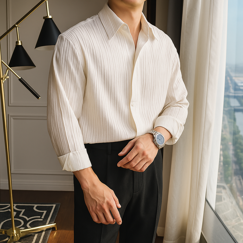 Old Money Textured Button-Up Shirt