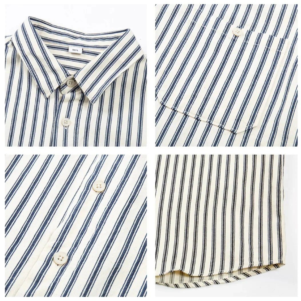 Old Money Vertical Stripe Button-Up Shirt