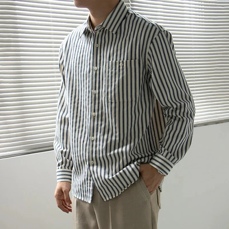 Old Money Vertical Stripe Button-Up Shirt