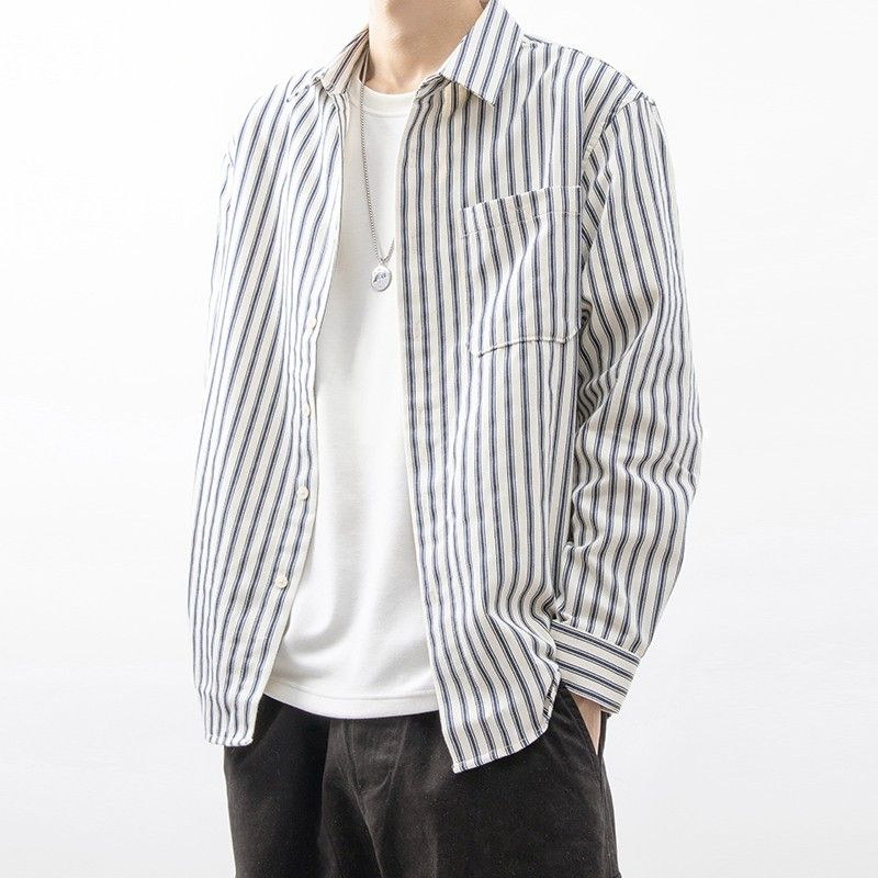 Old Money Vertical Stripe Button-Up Shirt