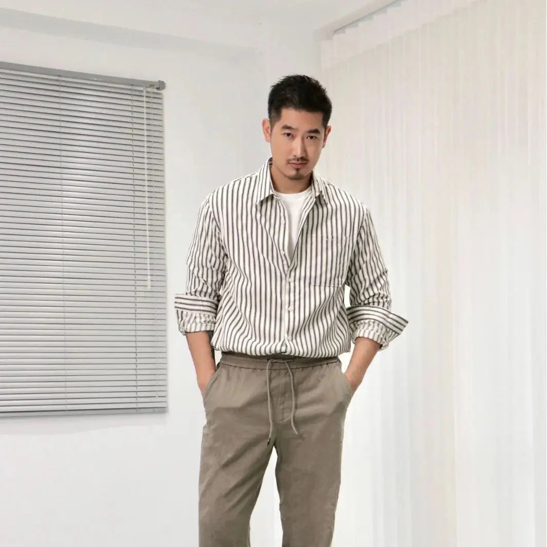 Old Money Vertical Stripe Button-Up Shirt