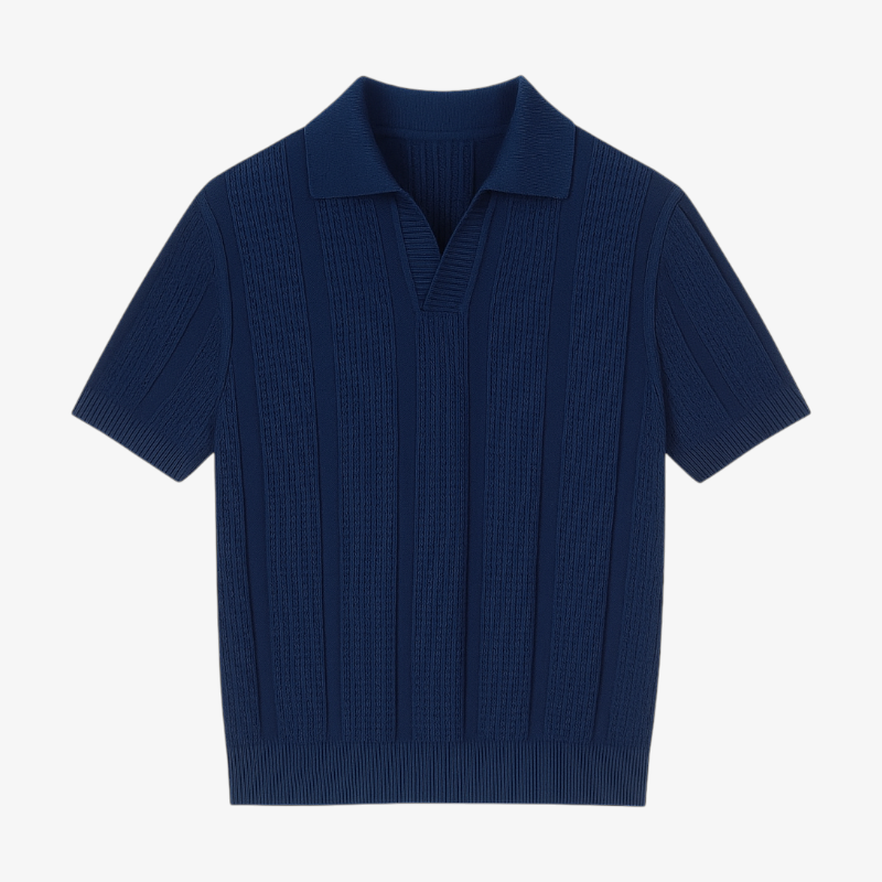 Open-Knit Casual Polo Shirt