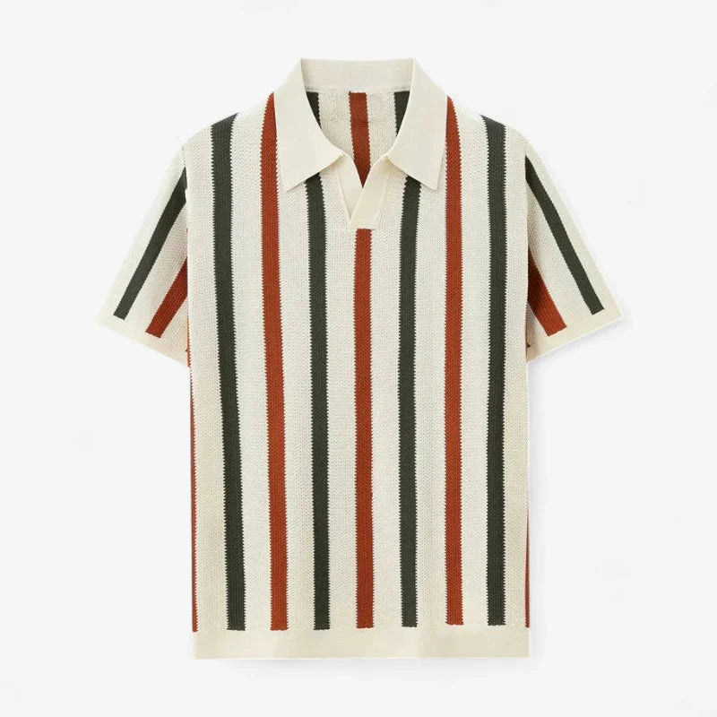 Retro Striped Knit Polo