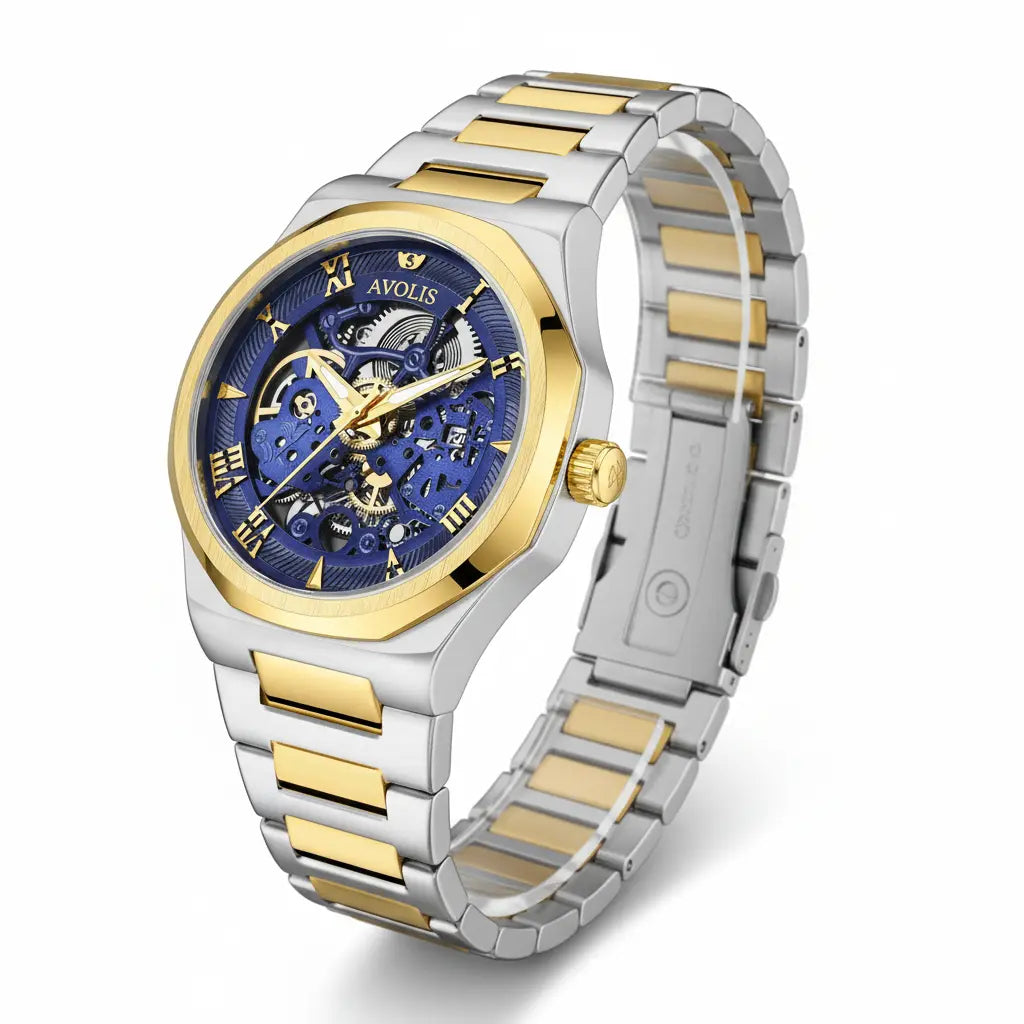 Automatic Stainless Steel Business Wristwatch Gold
