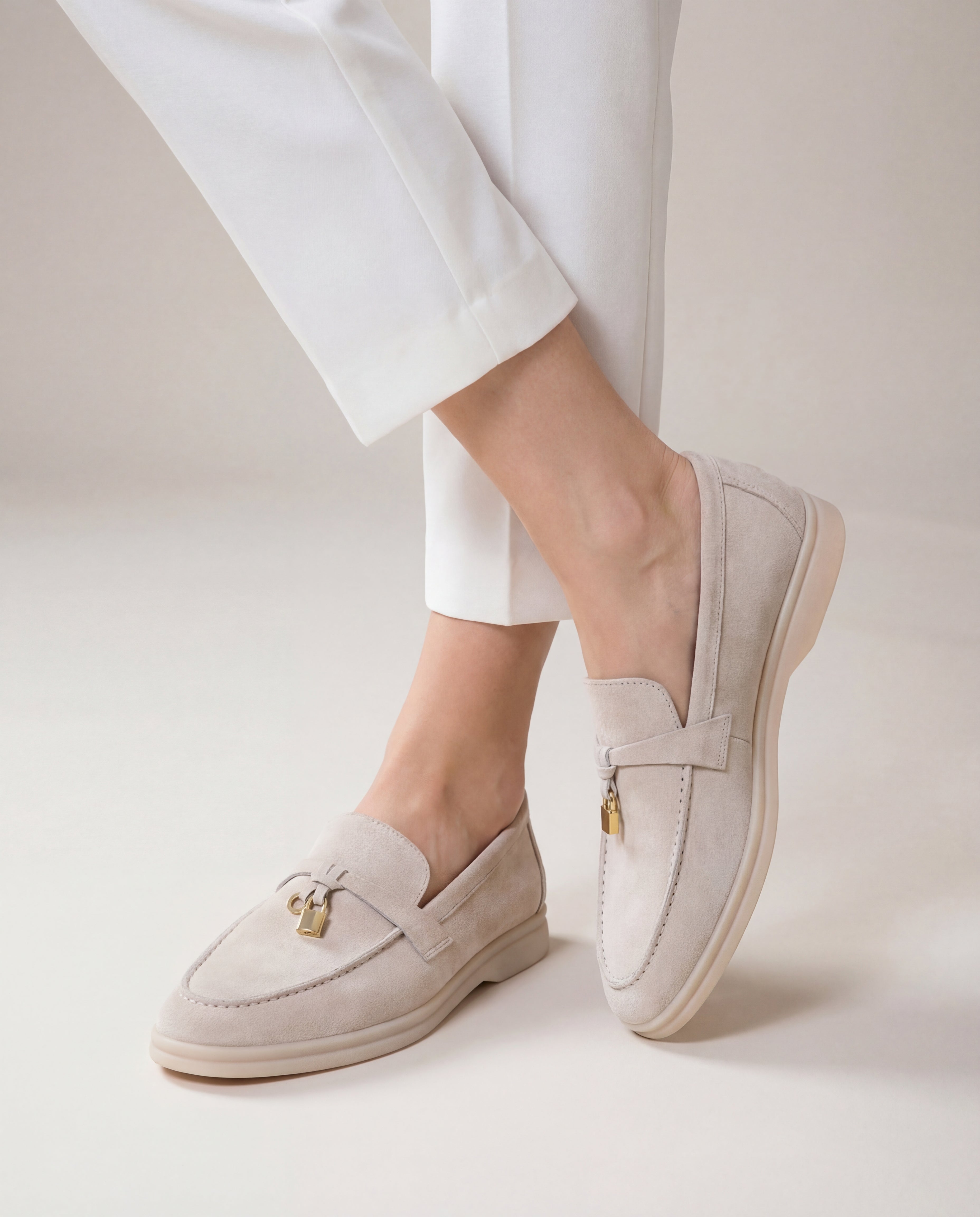 Klassische Amulett Loafer Damen - Creme Beige