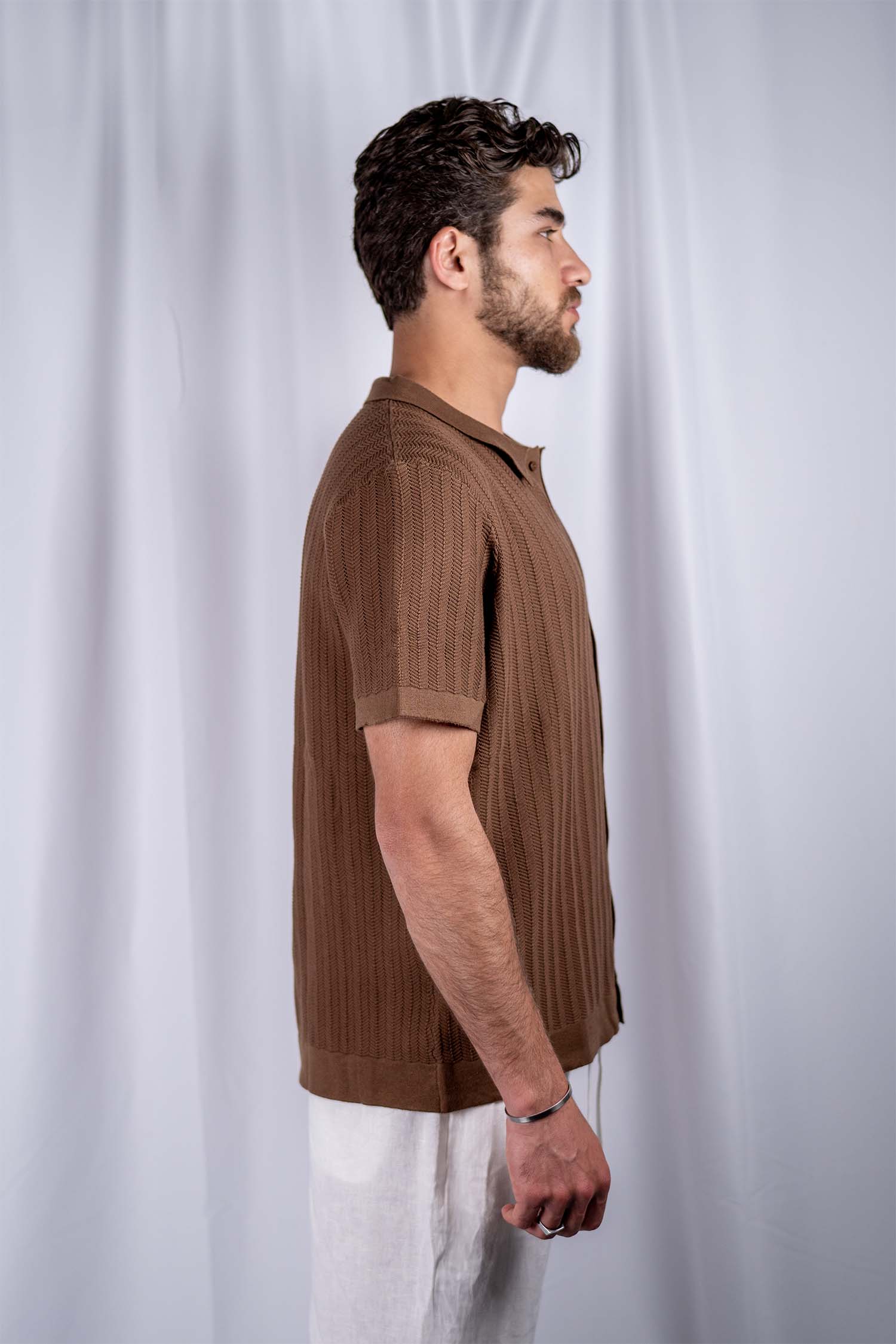 KNITTED SHORT SLEEVE SHIRT
